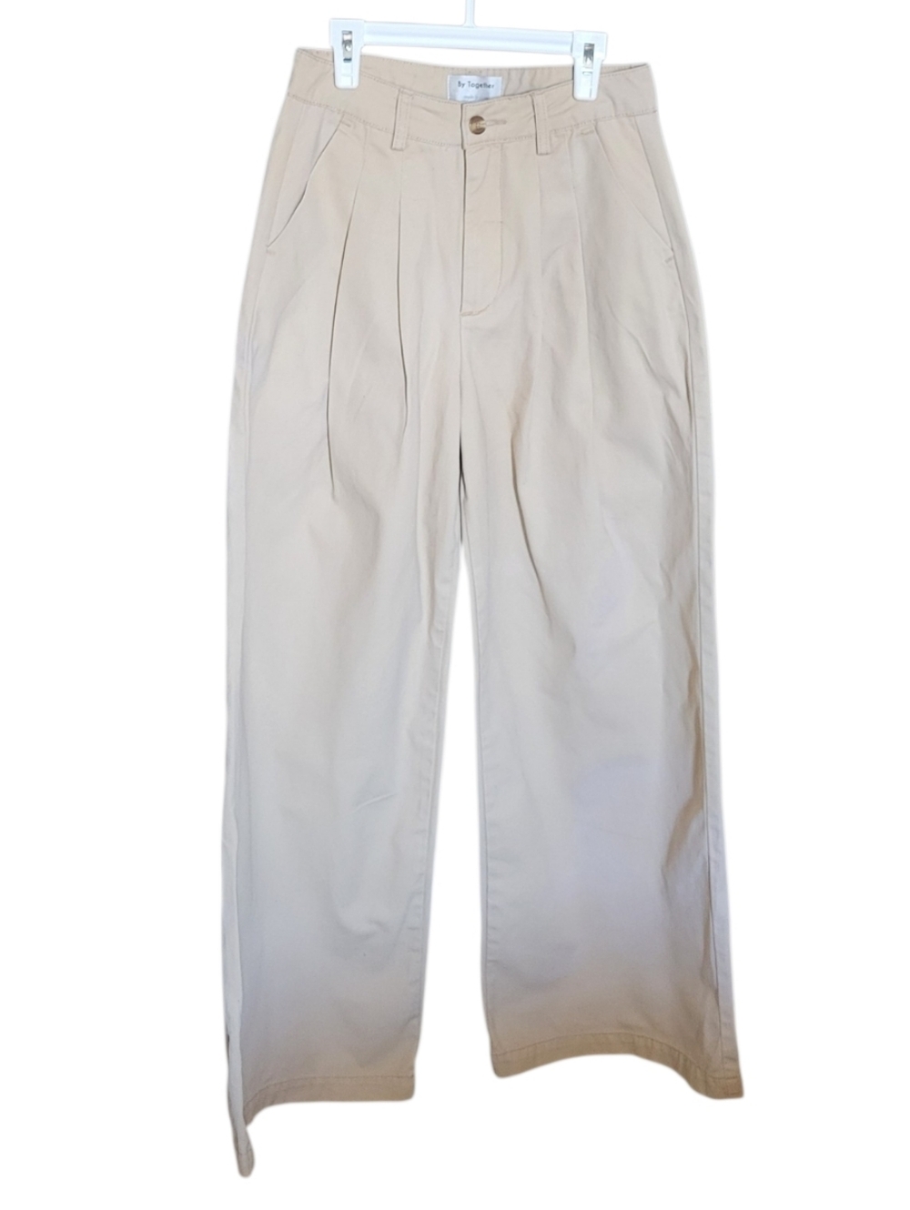 By Together Neutral Pleated Wide-Leg Chinos - Picture 2 of 6